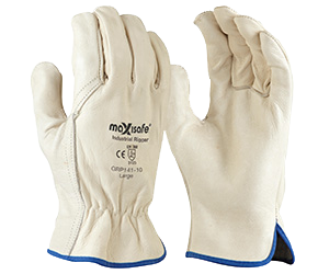 MAXISAFE GLOVES RIGGER INDUSTRIAL PREMIUM COWGRAIN BEIGE MED